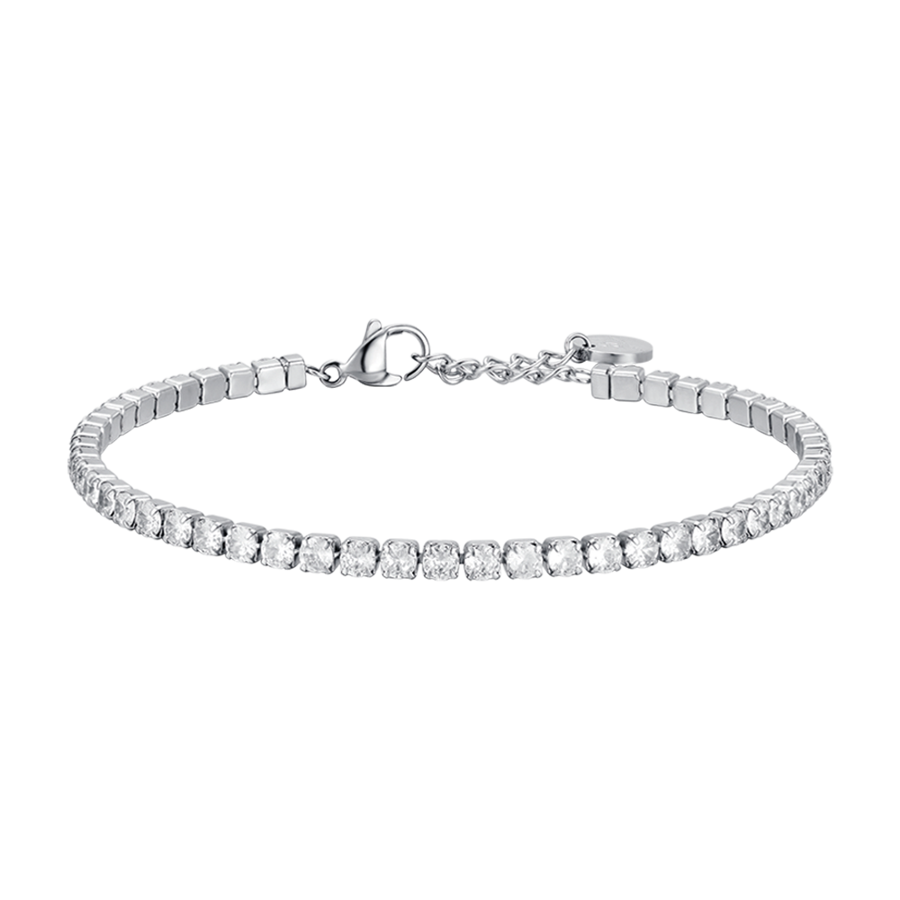 MAN'S TENNIS BRACELET IN STEEL WITH WHITE CRYSTALS Luca Barra