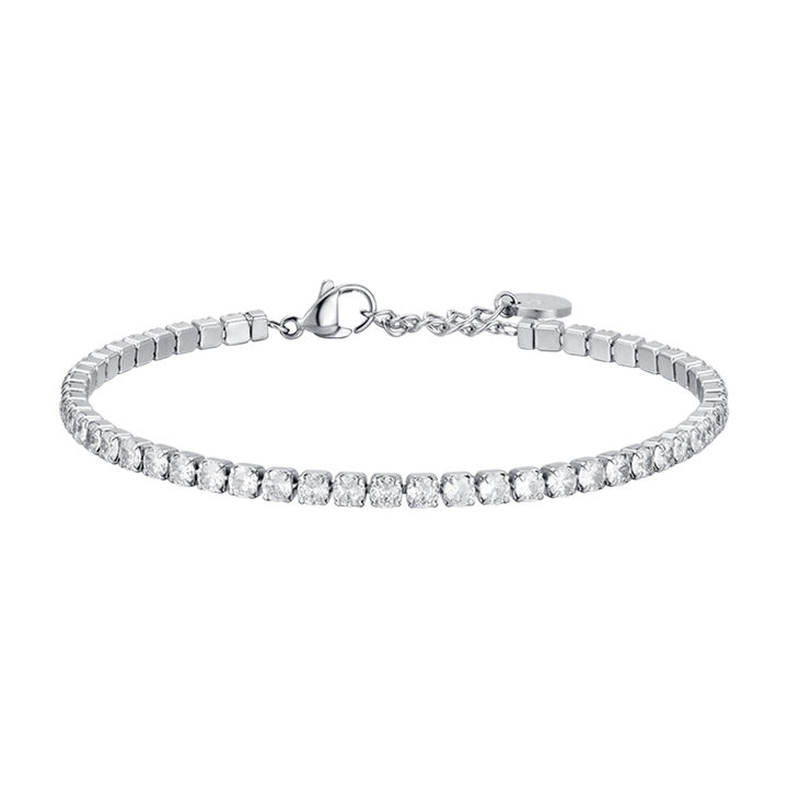 STEEL MEN'S TENNIS BRACELET WITH WHITE CRYSTALS
