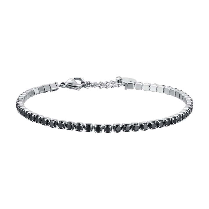 STEEL MEN'S TENNIS BRACELET WITH BLACK CRYSTALS