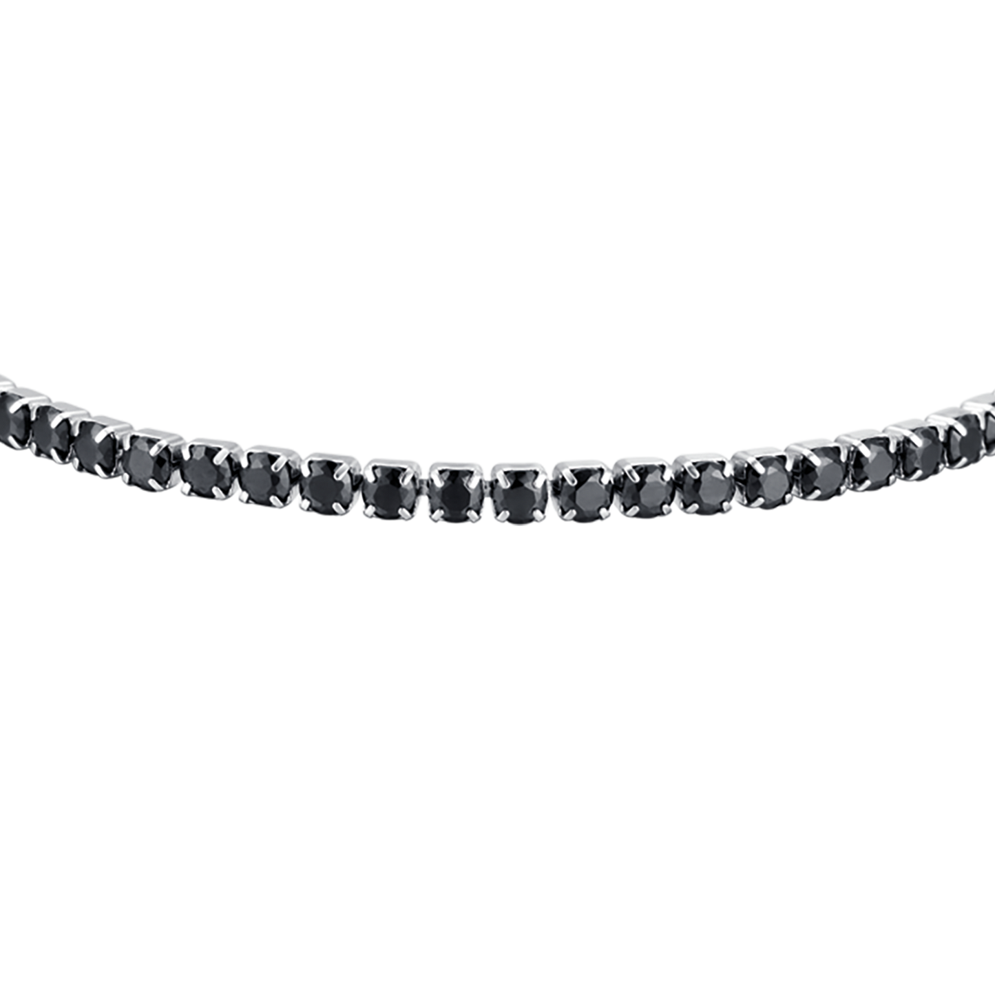 STEEL MEN'S TENNIS BRACELET WITH BLACK CRYSTALS