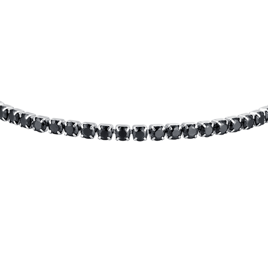 STEEL MEN'S TENNIS BRACELET WITH BLACK CRYSTALS