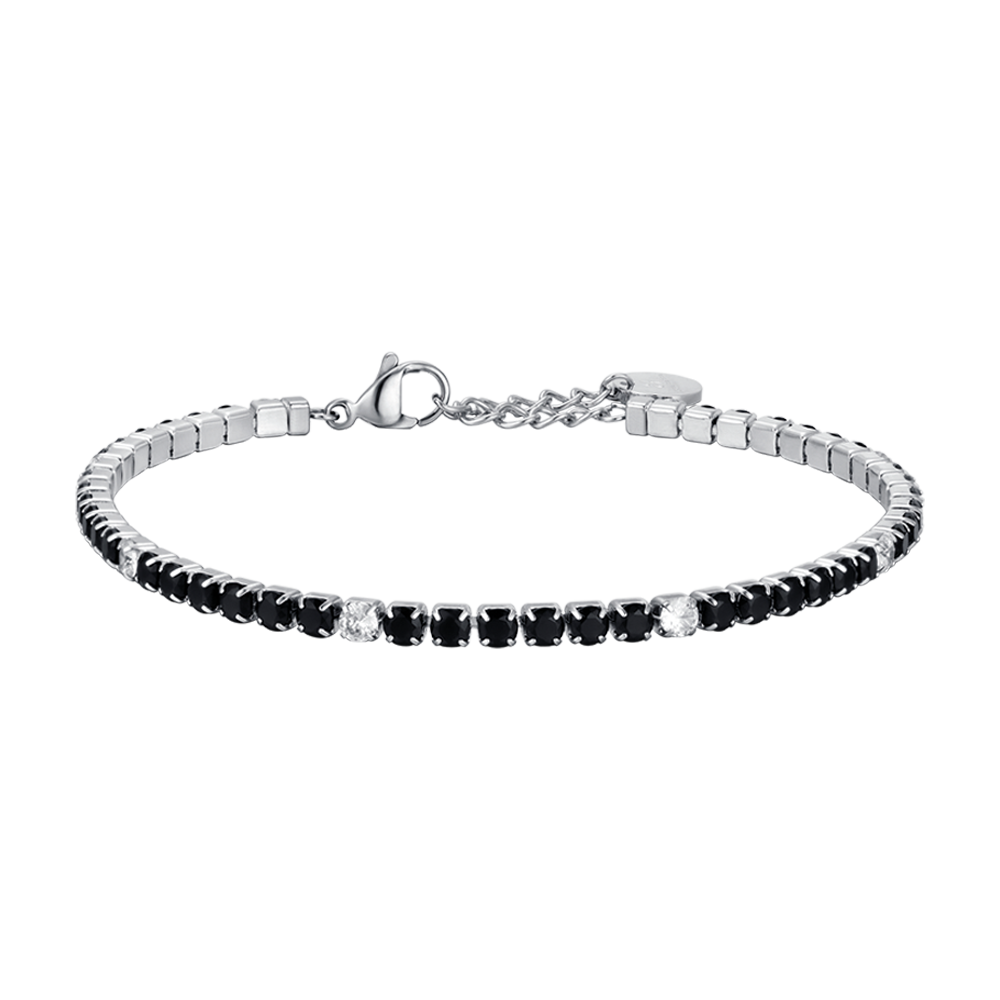 MAN'S TENNIS BRACELET IN STEEL WITH BLACK AND WHITE CRYSTALS Luca Barra