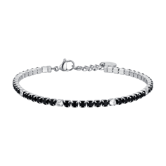 MAN'S TENNIS BRACELET IN STEEL WITH BLACK AND WHITE CRYSTALS Luca Barra