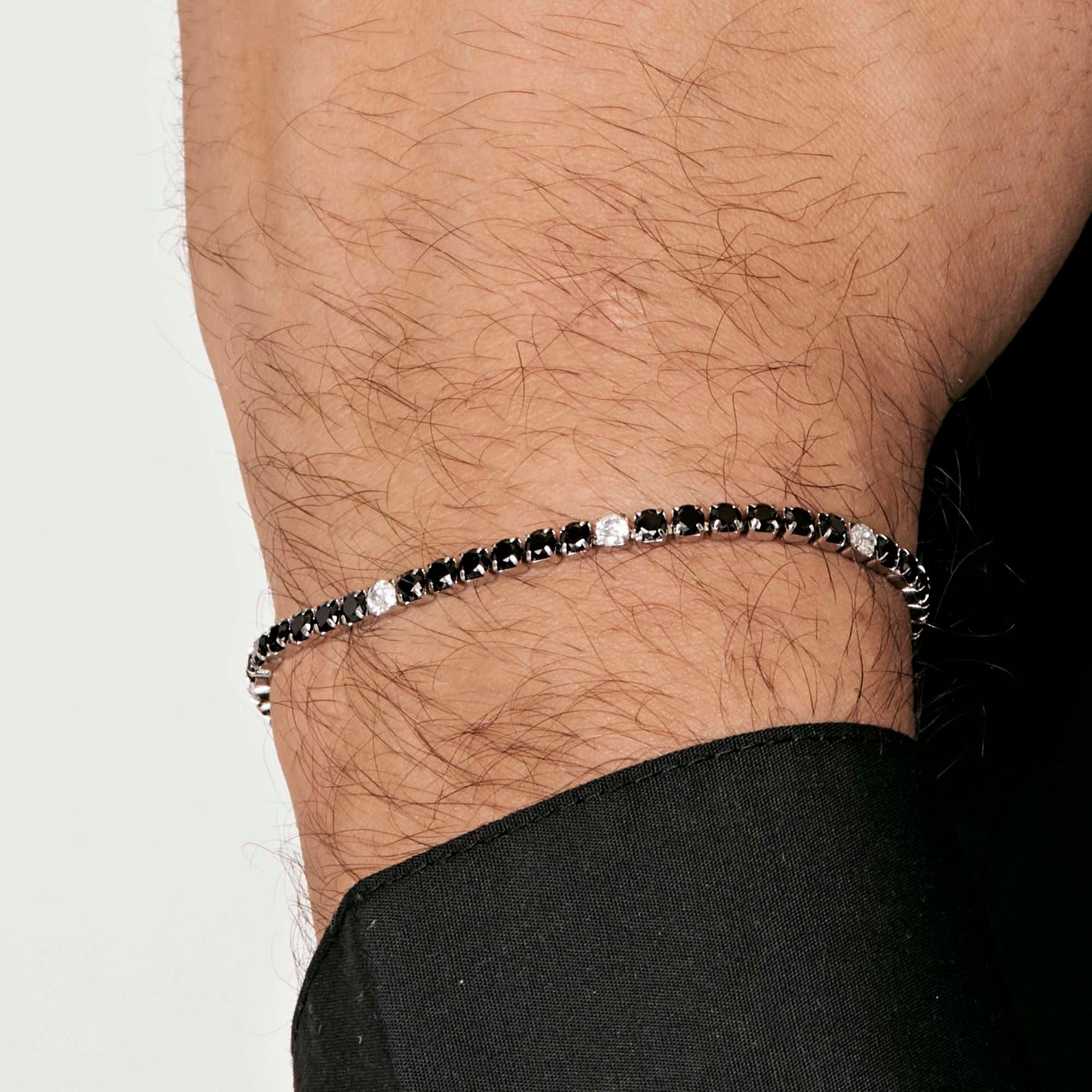 MAN'S TENNIS BRACELET IN STEEL WITH BLACK AND WHITE CRYSTALS Luca Barra