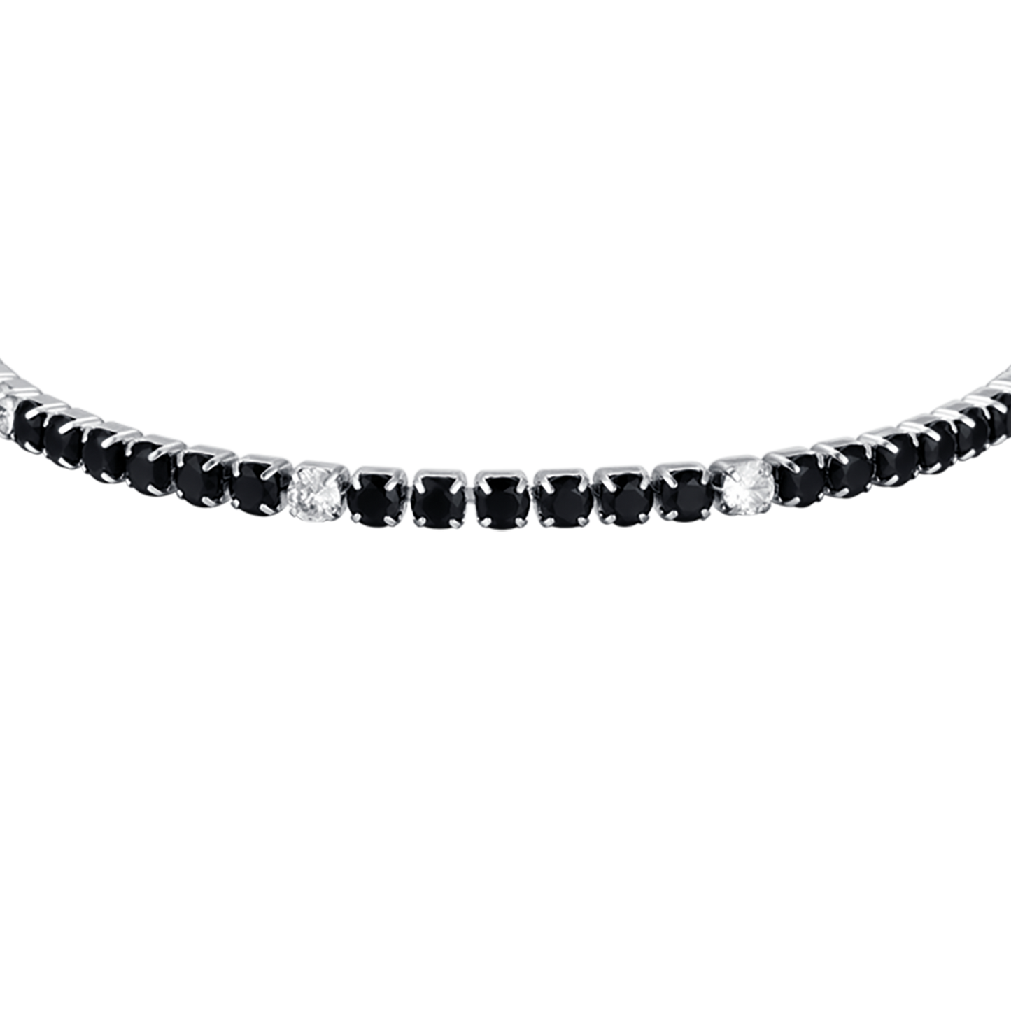 STEEL MEN'S TENNIS BRACELET WITH BLACK AND WHITE CRYSTALS
