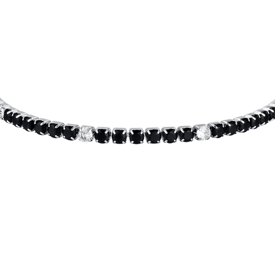STEEL MEN'S TENNIS BRACELET WITH BLACK AND WHITE CRYSTALS