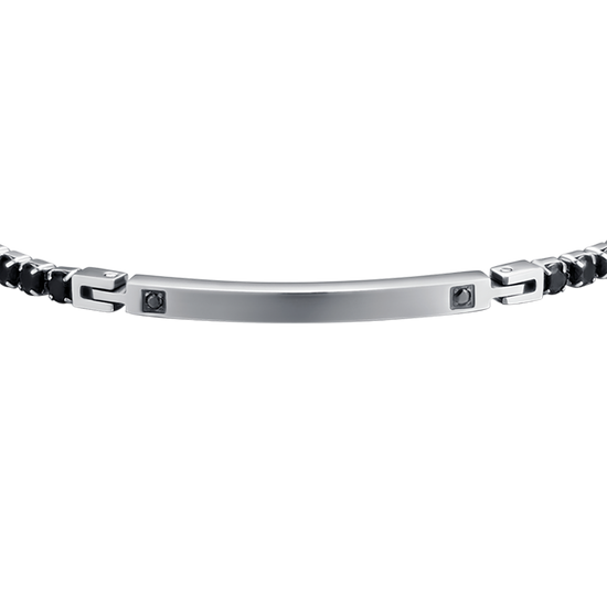 MEN'S STEEL BRACELET WITH PLATE AND BLACK CRYSTALS Luca Barra