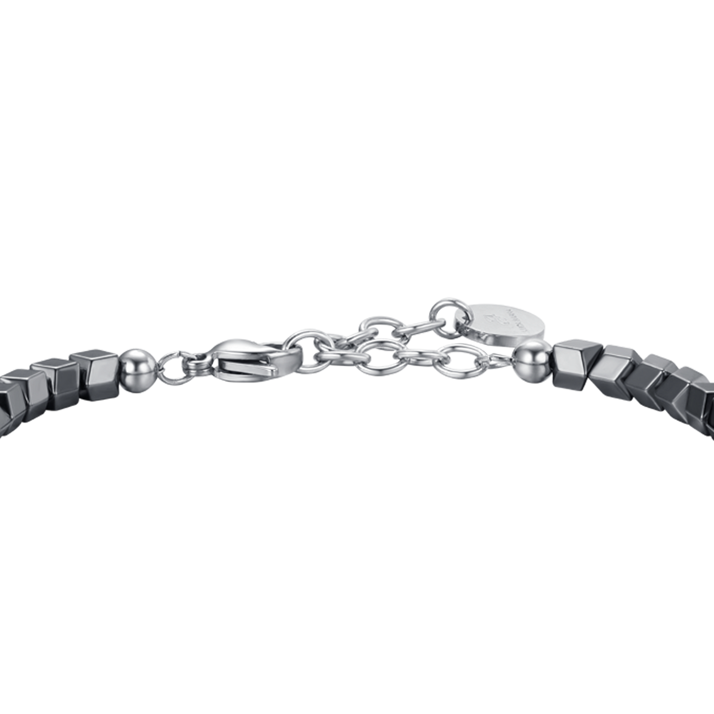 STEEL MEN'S BRACELET WITH GRAY IP HEMATITE AND BLACK STONES