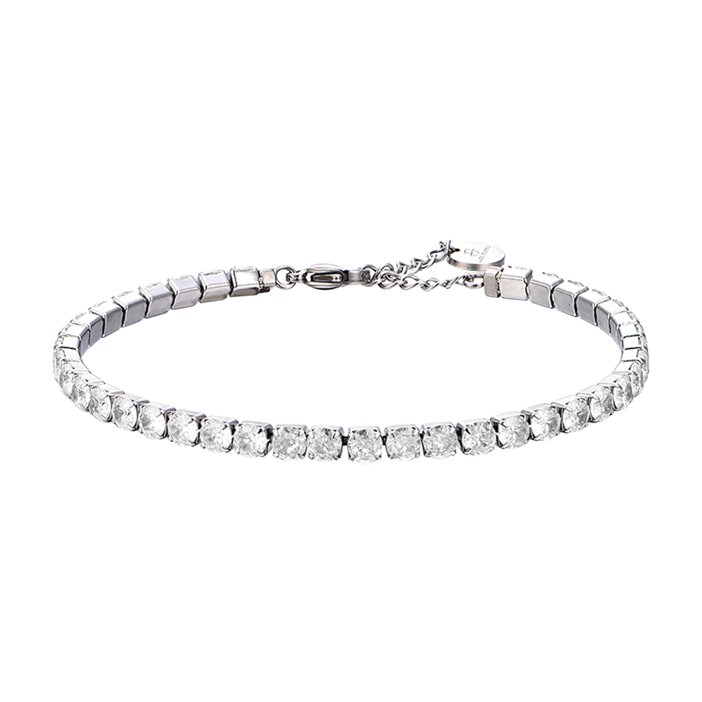 MAN'S TENNIS BRACELET IN STEEL WITH WHITE CRYSTALS Luca Barra