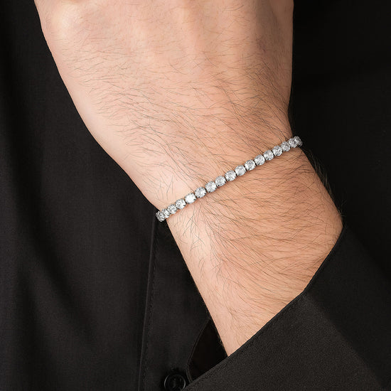 MAN'S TENNIS BRACELET IN STEEL WITH WHITE CRYSTALS Luca Barra