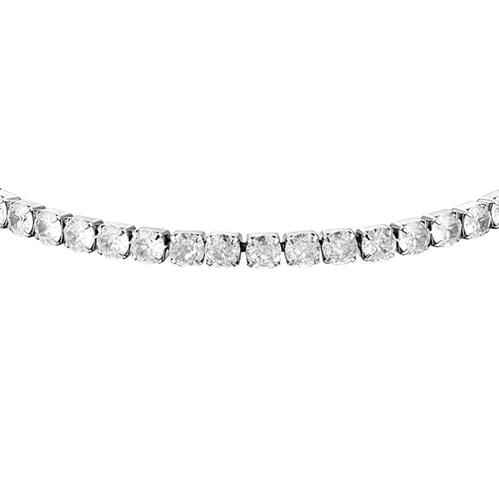 STEEL MEN'S TENNIS BRACELET WITH WHITE CRYSTALS