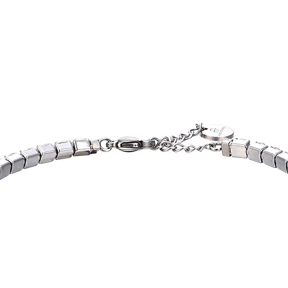 STEEL MEN'S TENNIS BRACELET WITH WHITE CRYSTALS