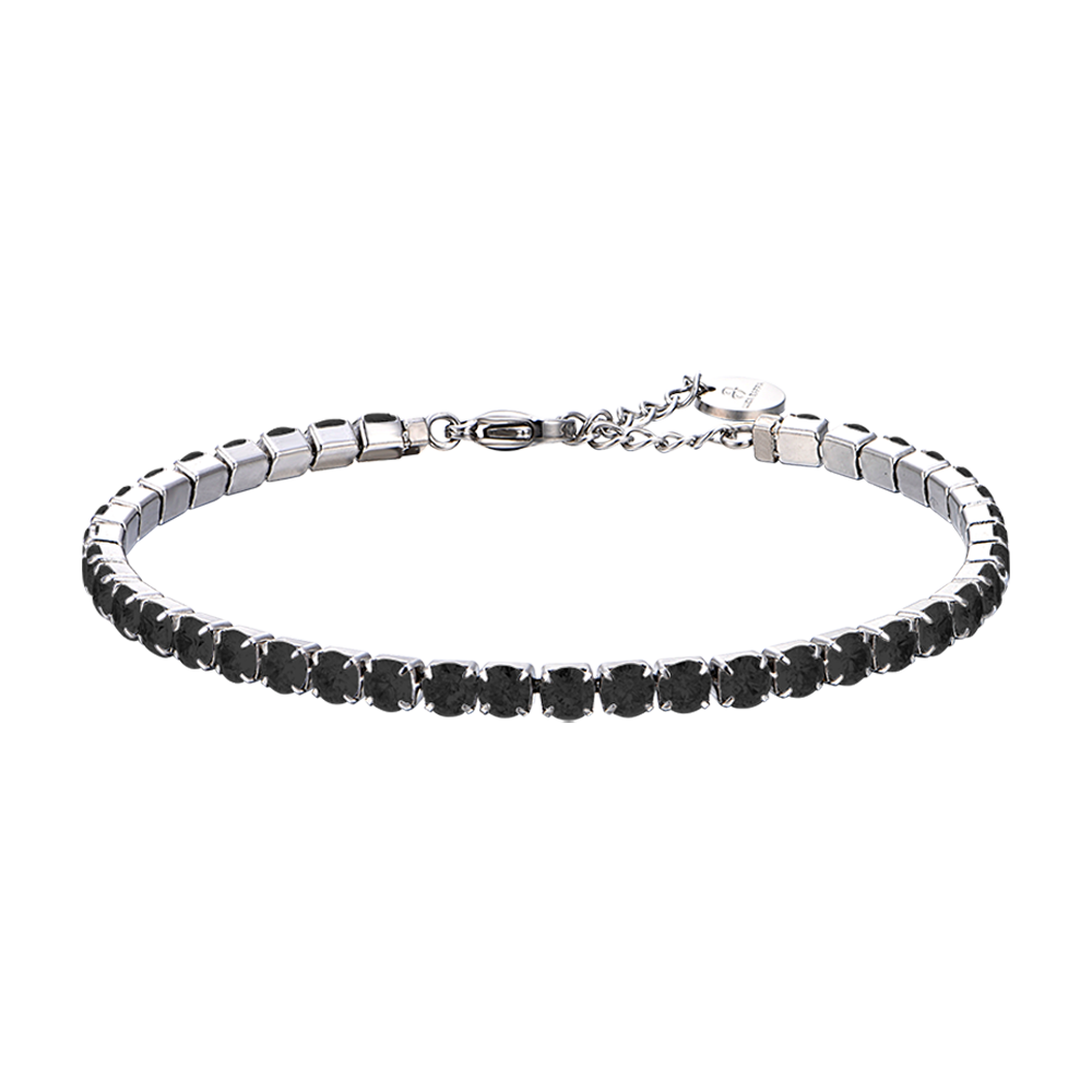 MAN'S TENNIS BRACELET IN STEEL WITH BLACK CRYSTALS Luca Barra