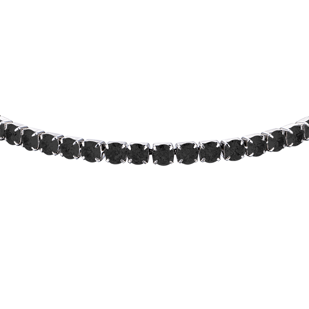 STEEL MEN'S TENNIS BRACELET WITH BLACK CRYSTALS