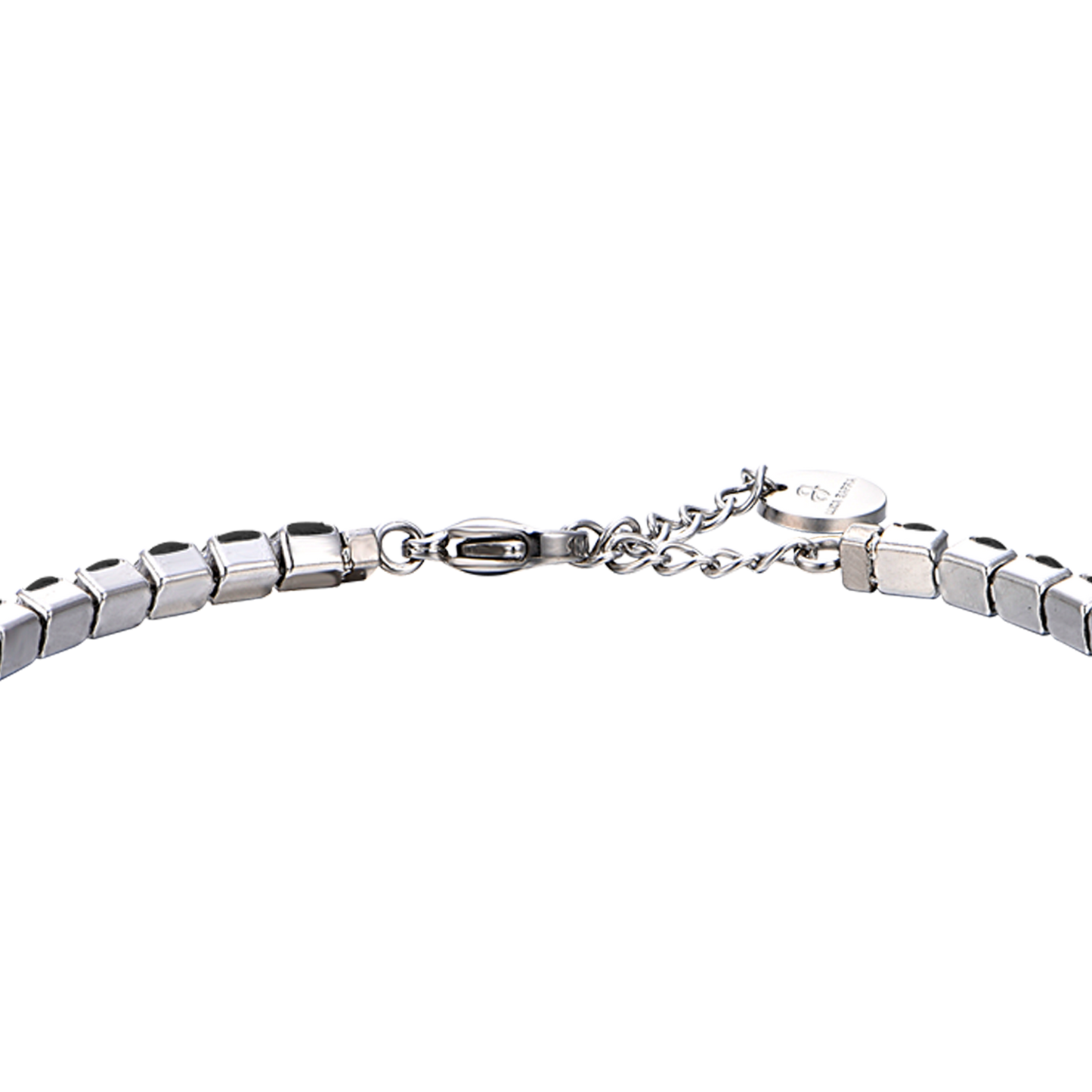 STEEL MEN'S TENNIS BRACELET WITH BLACK CRYSTALS