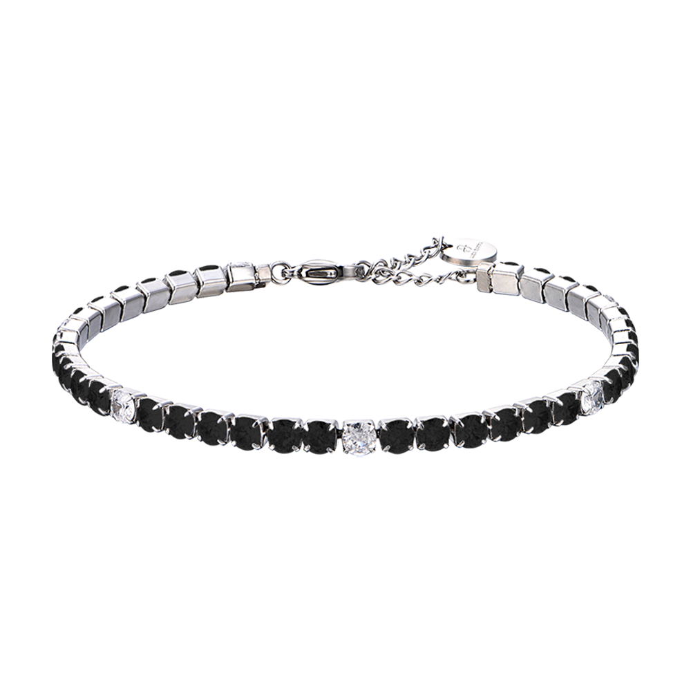 MAN'S TENNIS BRACELET IN STEEL WITH BLACK AND WHITE CRYSTALS Luca Barra