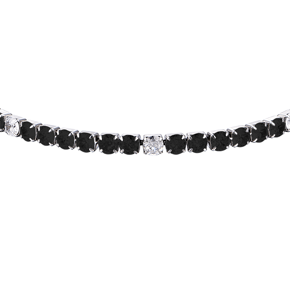 STEEL MEN'S TENNIS BRACELET WITH BLACK AND WHITE CRYSTALS