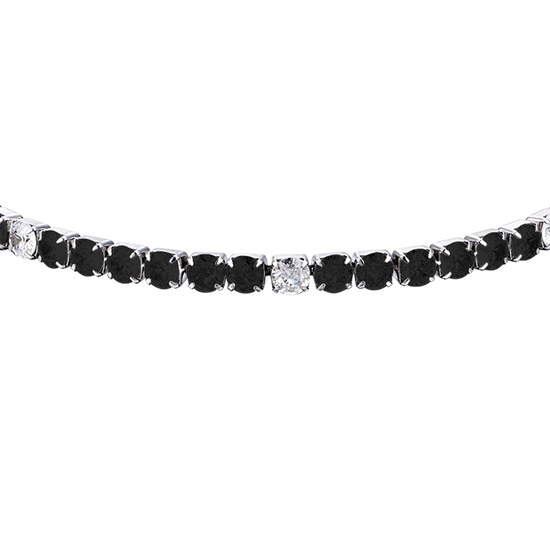 STEEL MEN'S TENNIS BRACELET WITH BLACK AND WHITE CRYSTALS
