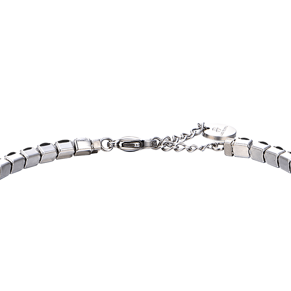 STEEL MEN'S TENNIS BRACELET WITH BLACK AND WHITE CRYSTALS