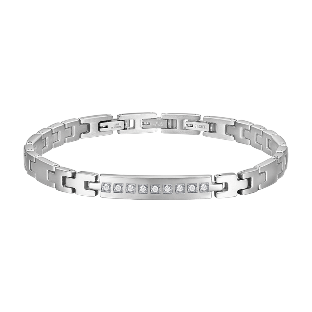 MAN'S BRACELET IN STEEL WITH WHITE CRYSTALS Luca Barra