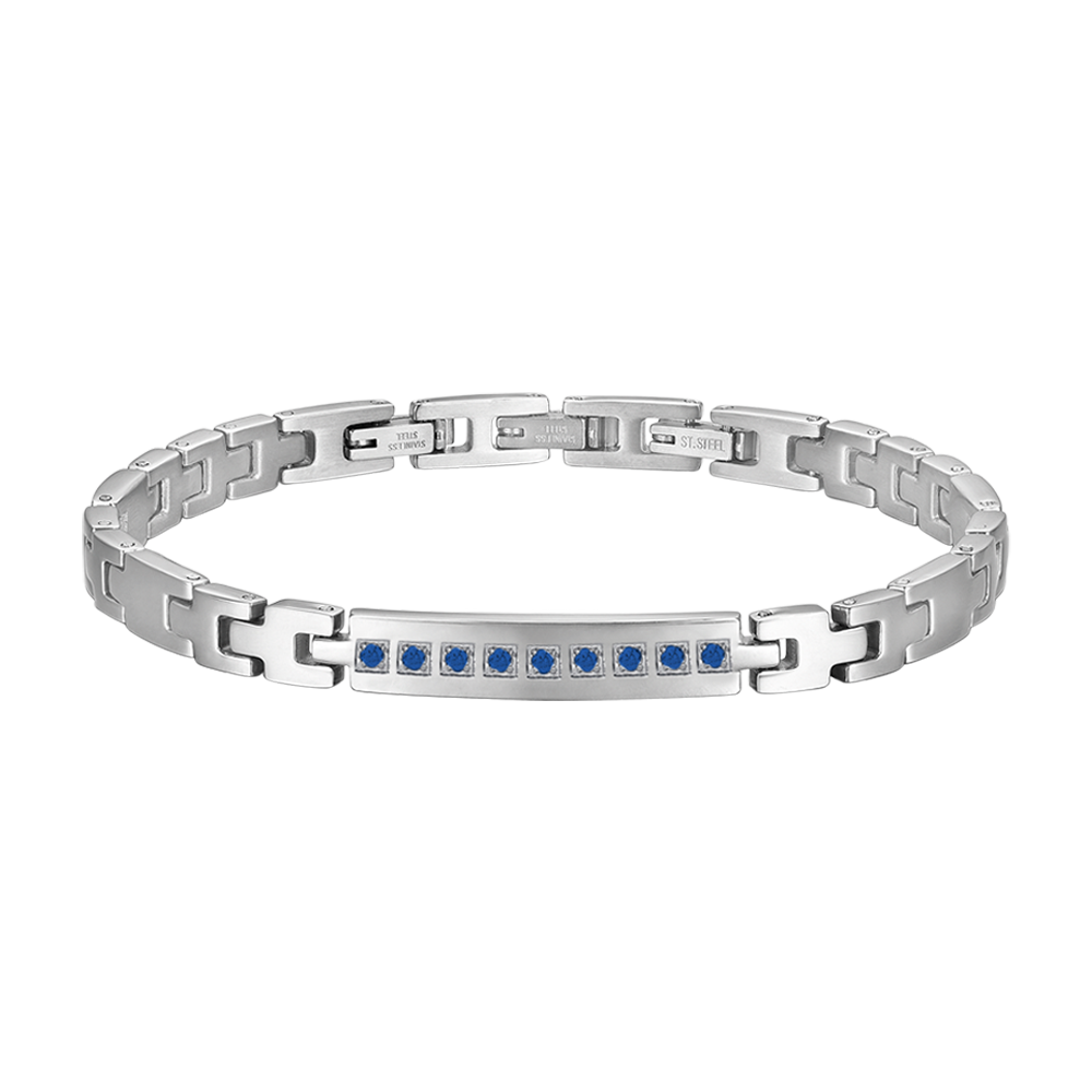 men's steel bracelet with blue crystals Luca Barra