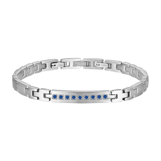 men's steel bracelet with blue crystals Luca Barra