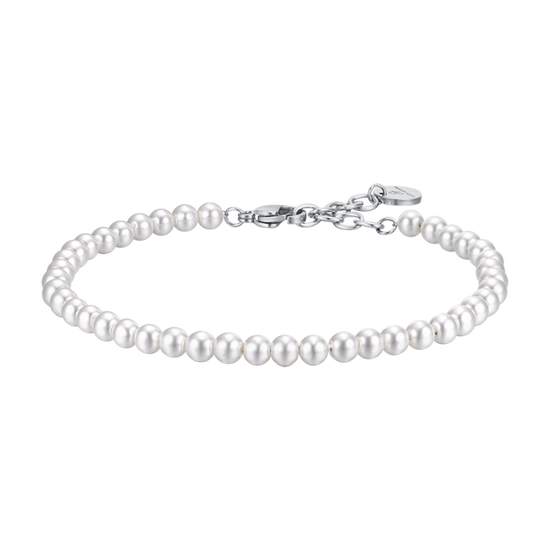 MAN'S BRACELET IN STEEL WITH WHITE PEARLS Luca Barra