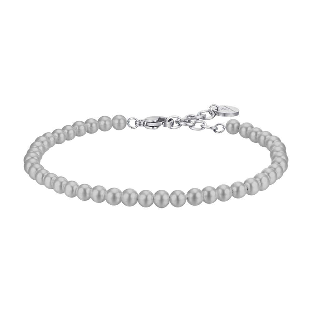 men's steel bracelet with gray pearls Luca Barra