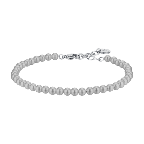 men's steel bracelet with gray pearls Luca Barra