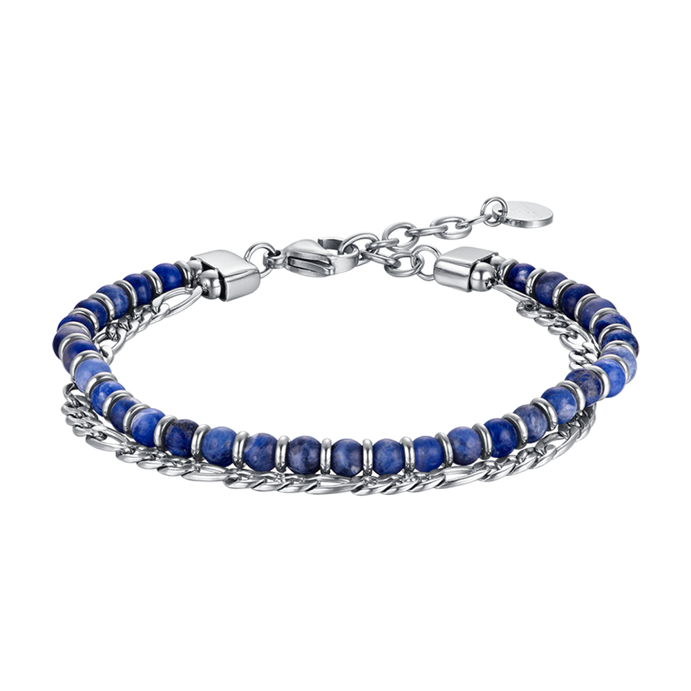 MEN'S STEEL BRACELET WITH BLUE STONES AND STEEL ELEMENTS Luca Barra