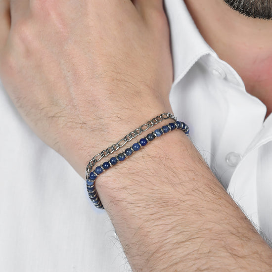 MEN'S STEEL BRACELET WITH BLUE STONES AND STEEL ELEMENTS Luca Barra