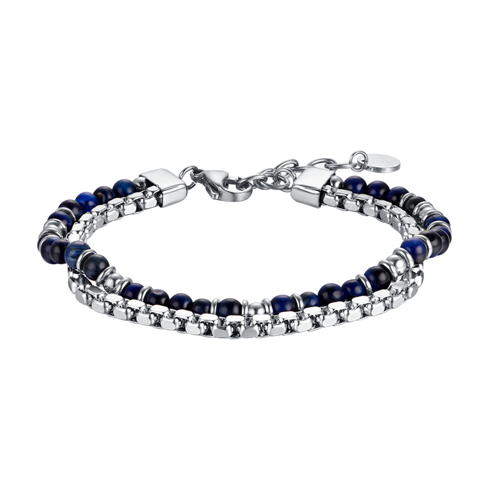 MEN'S STEEL BRACELET WITH BLUE STONES AND STEEL ELEMENTS Luca Barra