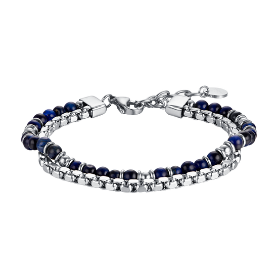 MEN'S STEEL BRACELET WITH BLUE STONES AND STEEL ELEMENTS Luca Barra