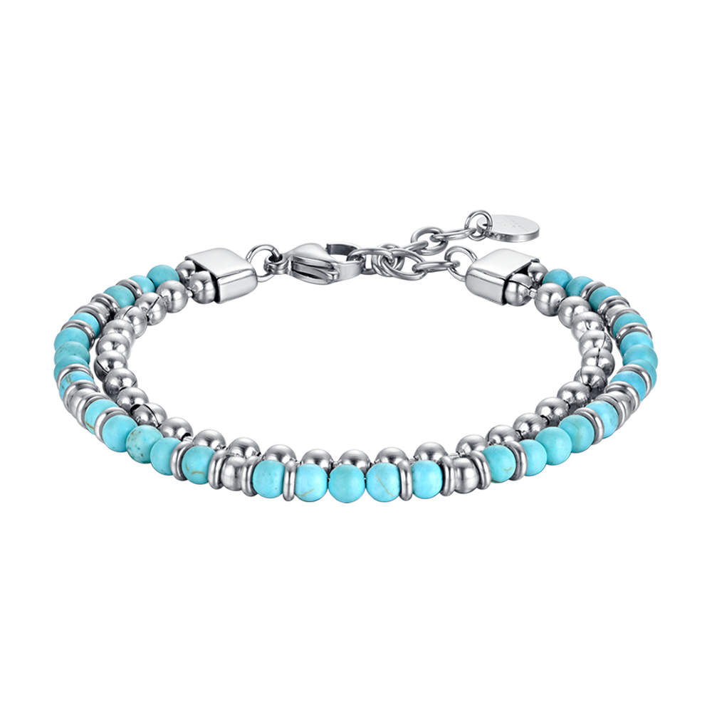 MEN'S STEEL BRACELET WITH TURQUOISE STONES AND STEEL ELEMENTS Luca Barra