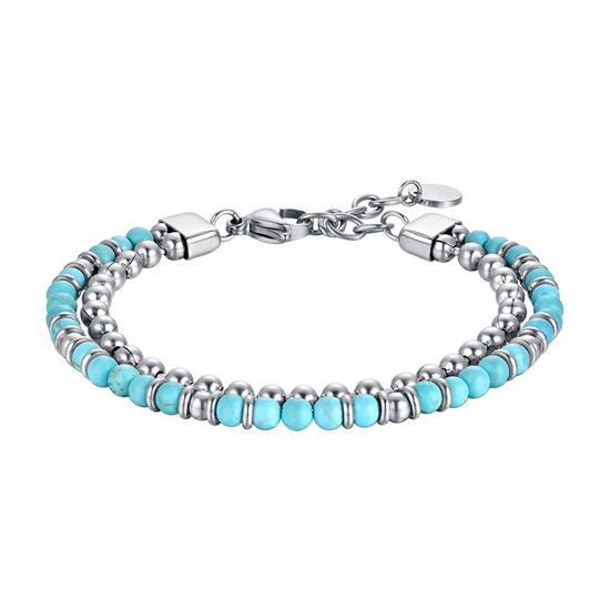 MEN'S STEEL BRACELET WITH TURQUOISE STONES AND STEEL ELEMENTS Luca Barra