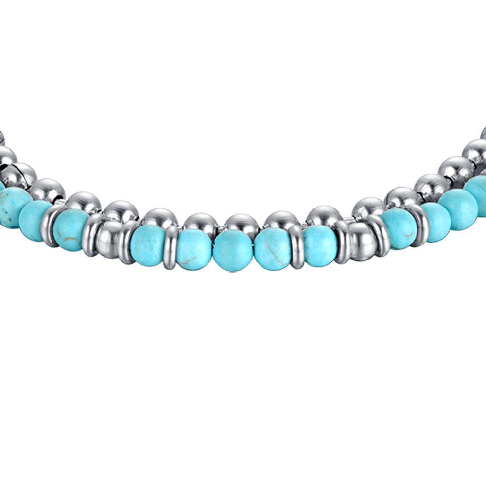 MEN'S STEEL BRACELET WITH TURQUOISE STONES AND STEEL ELEMENTS