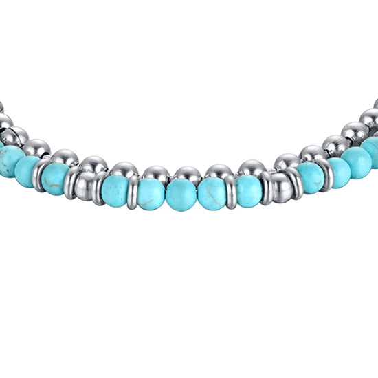 MEN'S STEEL BRACELET WITH TURQUOISE STONES AND STEEL ELEMENTS