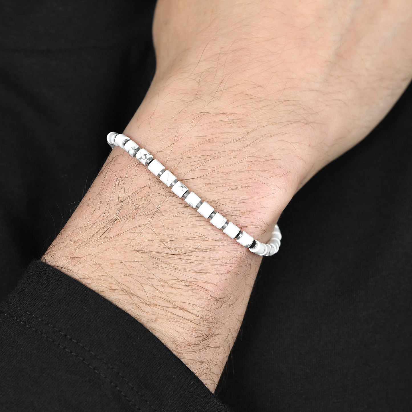 MAN'S BRACELET IN STEEL WITH WHITE STONES Luca Barra