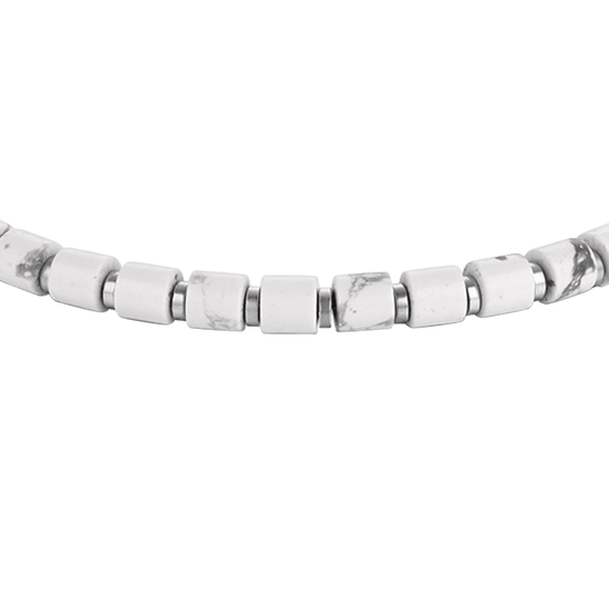 STEEL MEN'S BRACELET WITH WHITE STONES