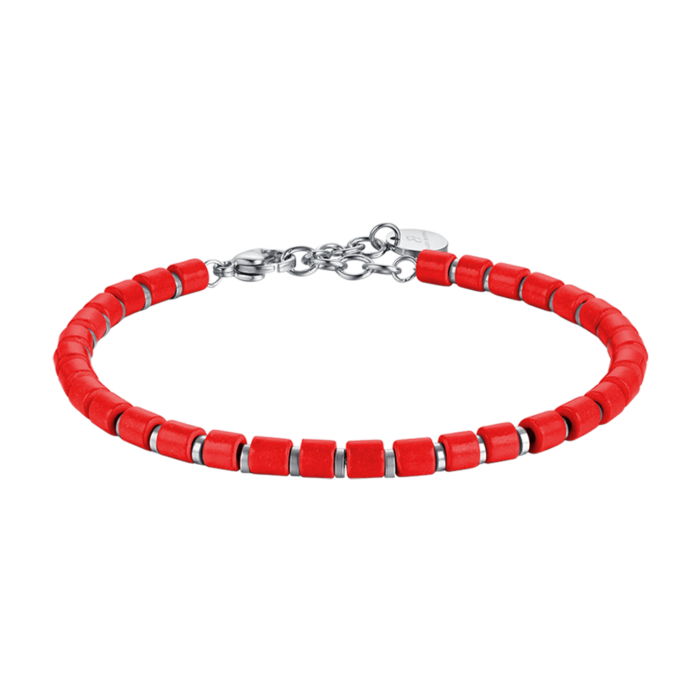 MEN'S STEEL BRACELET WITH RED STONES Luca Barra