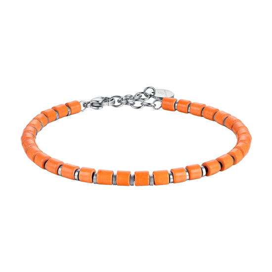 MAN'S BRACELET IN STEEL WITH ORANGE STONES Luca Barra