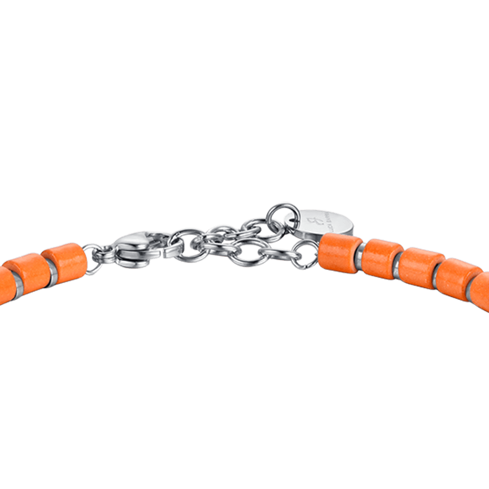 MAN'S BRACELET IN STEEL WITH ORANGE STONES Luca Barra