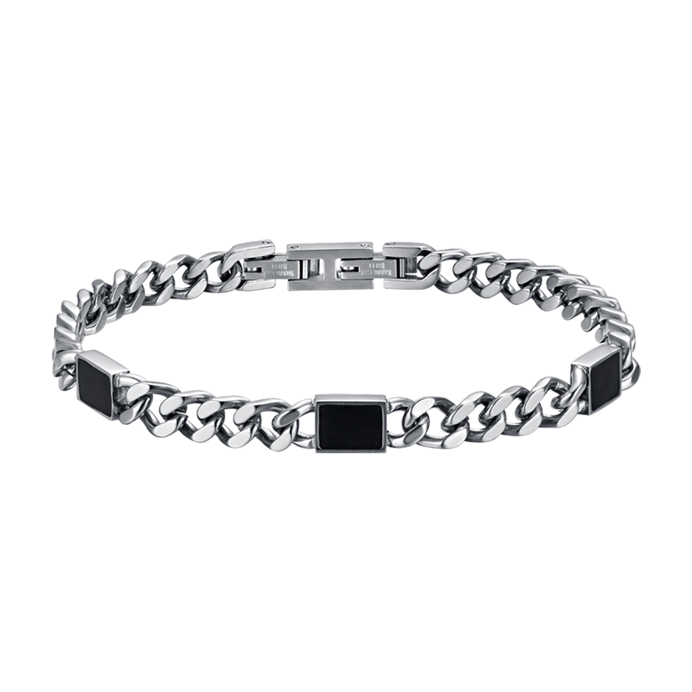 MAN'S BRACELET IN STEEL WITH BLACK ELEMENTS Luca Barra