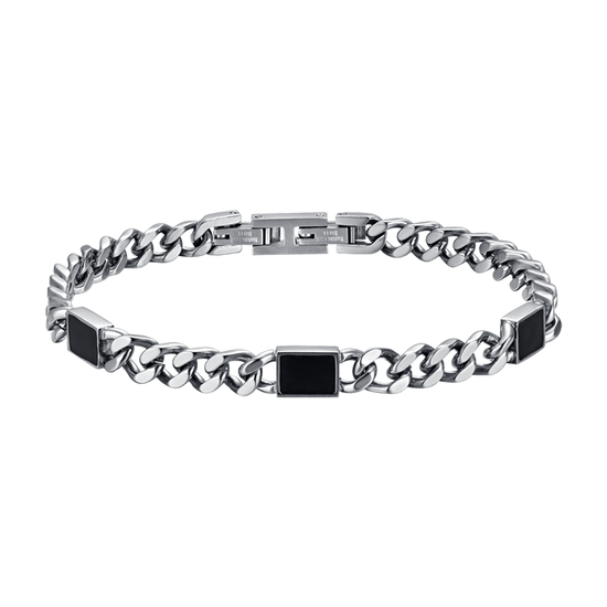 MAN'S BRACELET IN STEEL WITH BLACK ELEMENTS Luca Barra