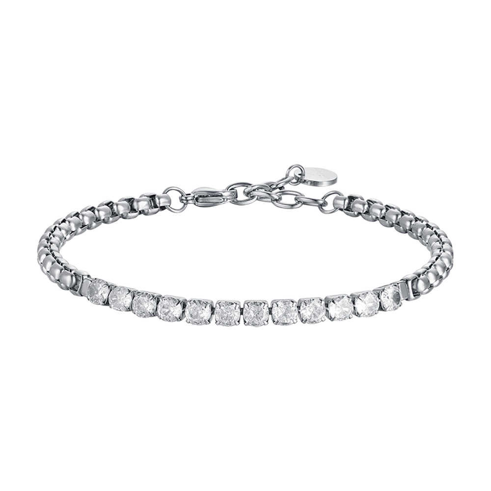 MAN'S BRACELET IN STEEL WITH WHITE CRYSTALS Luca Barra