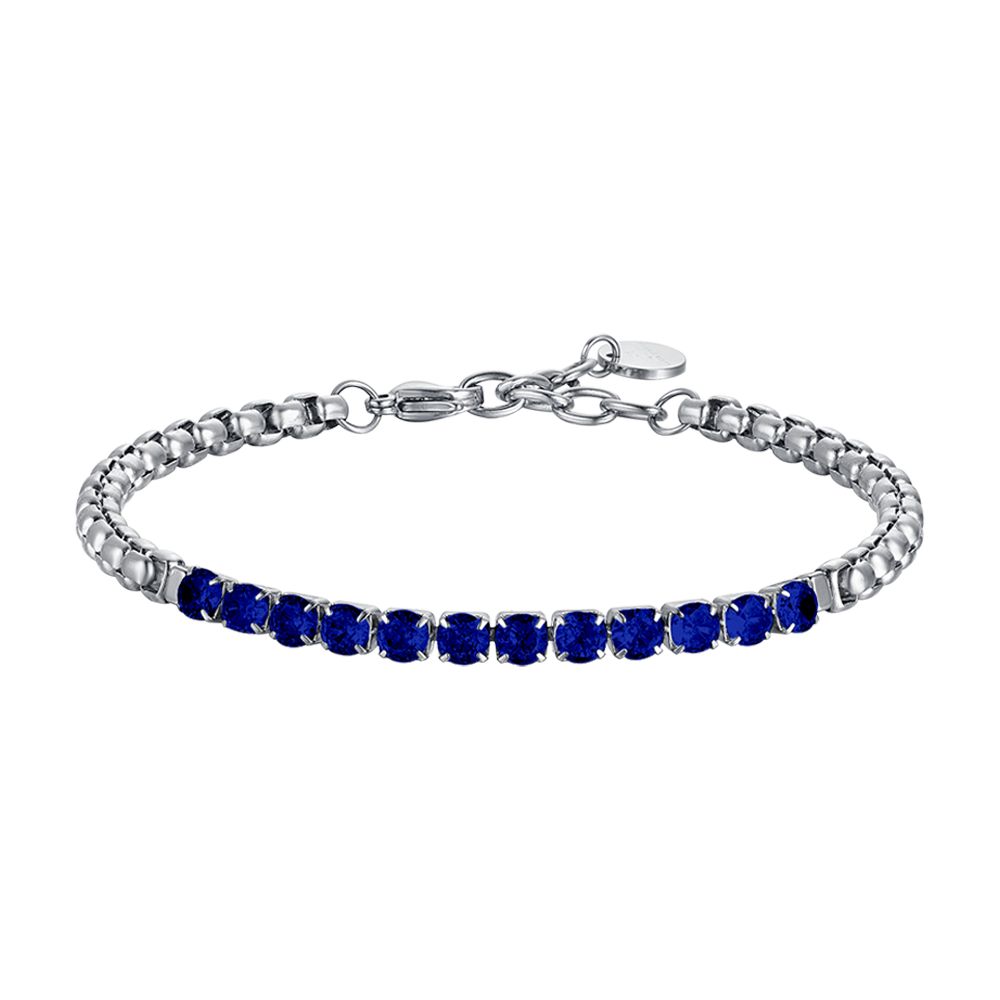 men's steel bracelet with blue crystals Luca Barra