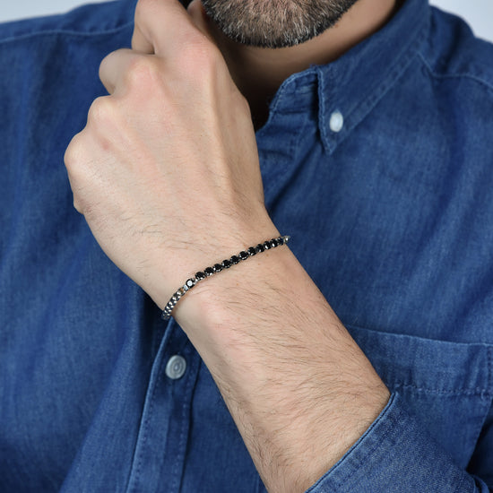 MAN'S BRACELET IN STEEL WITH BLACK CRYSTALS Luca Barra