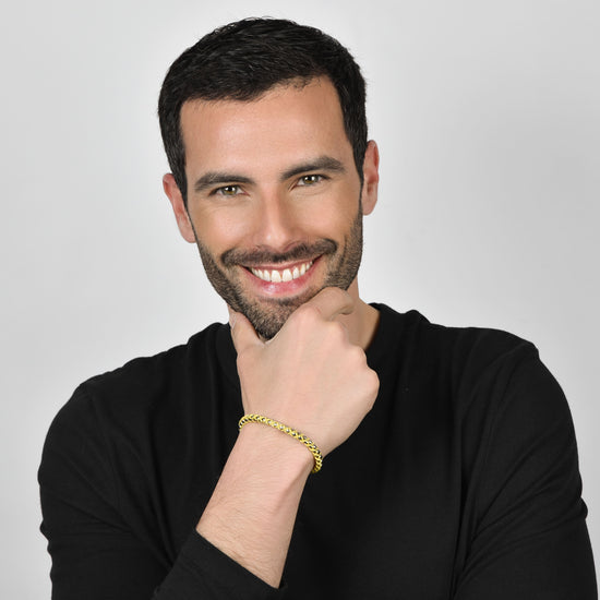 Upload picture to gallery Men's Steel Bracelet With Yellow Rope
