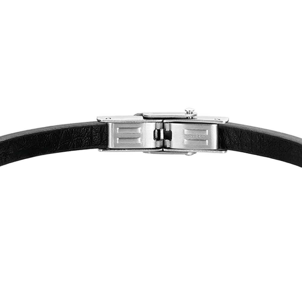 MEN'S LEATHER THANK MASTER BRACELET WITH PLATE
