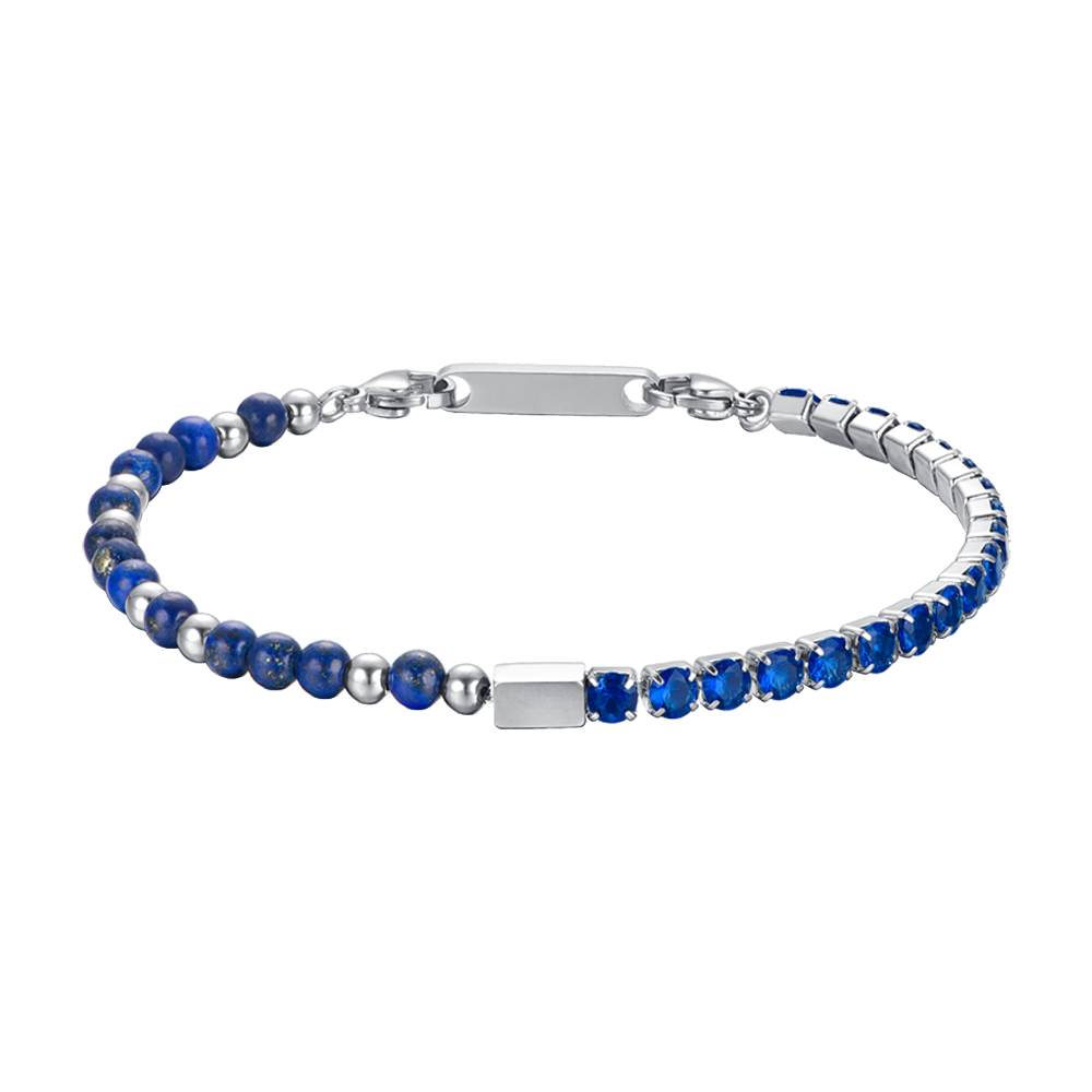 MEN'S BRACELET IN STEEL WITH BLUE CRYSTALS AND BLUE STONES Luca Barra